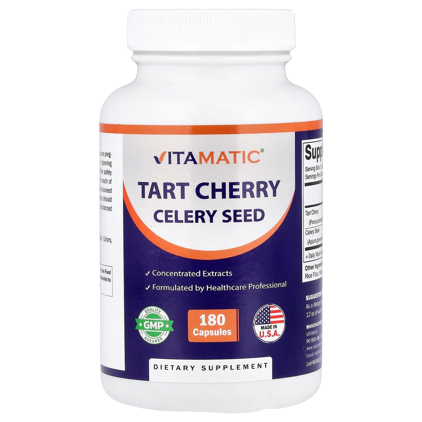 Vitamatic, Tart Cherry Celery Seed, 180 Capsules