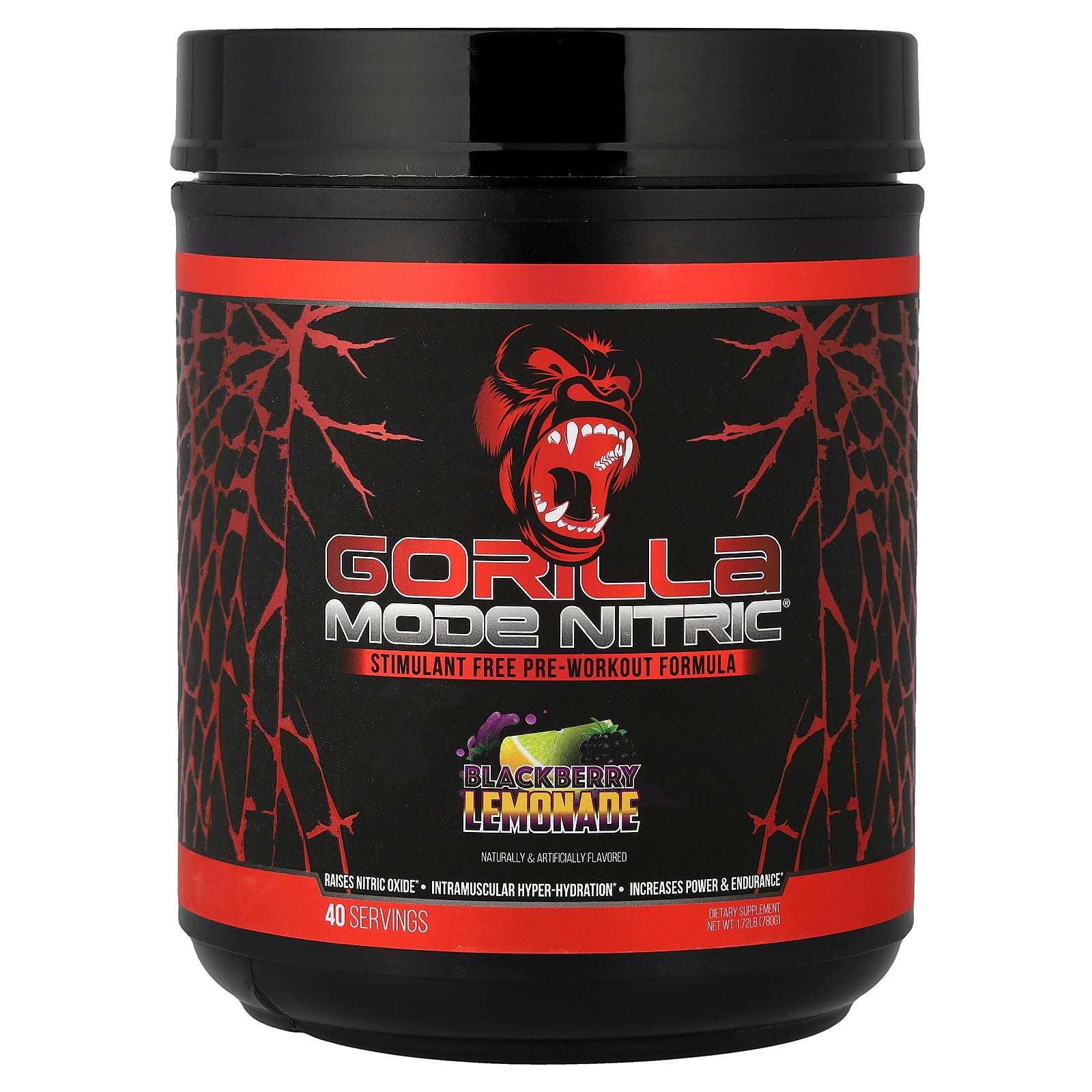 Gorilla Mind, Mode Nitric®, Stimulant Free Pre-Workout Formula, Blackberry Lemonade, 1.72 lb (780 g)