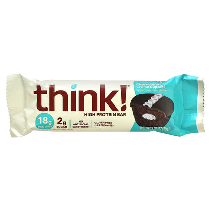 Think !, High Protein Bars, Chocolate & Creme Cupcake, 5 Bars, 2.29 oz (65 g) Each