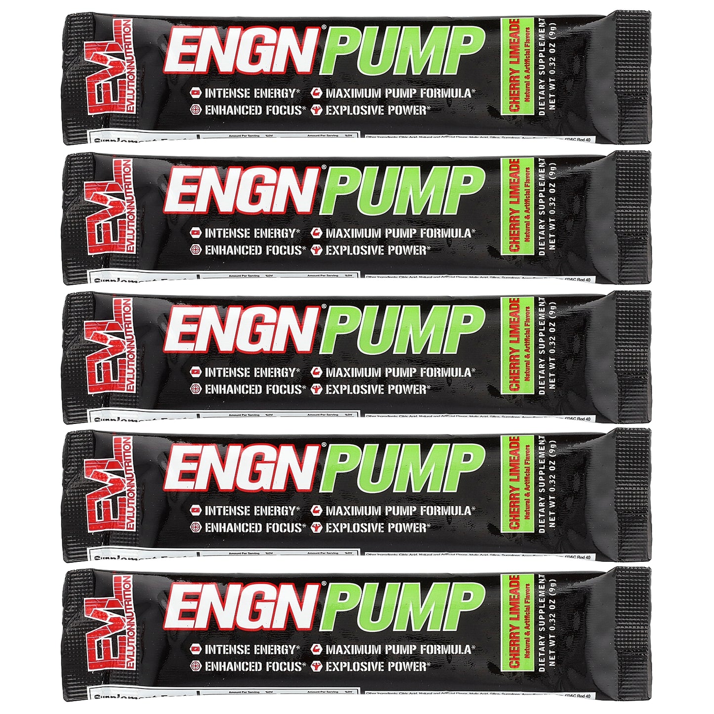 EVLution Nutrition, ENGN® Pump, Cherry Limeade, 5 Packets, 0.32 oz (9 g) Each