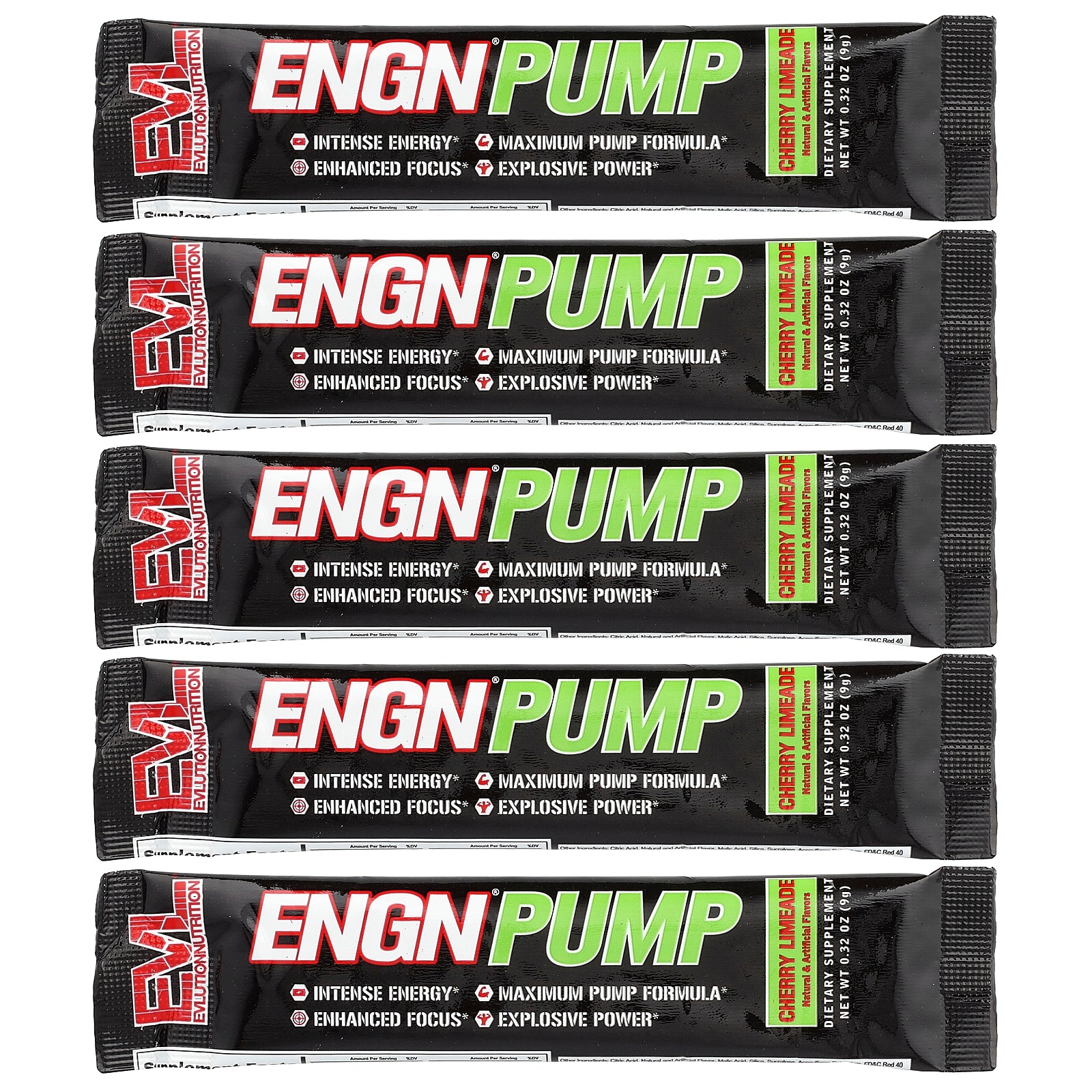 EVLution Nutrition, ENGN® Pump, Cherry Limeade, 5 Packets, 0.32 oz (9 g) Each
