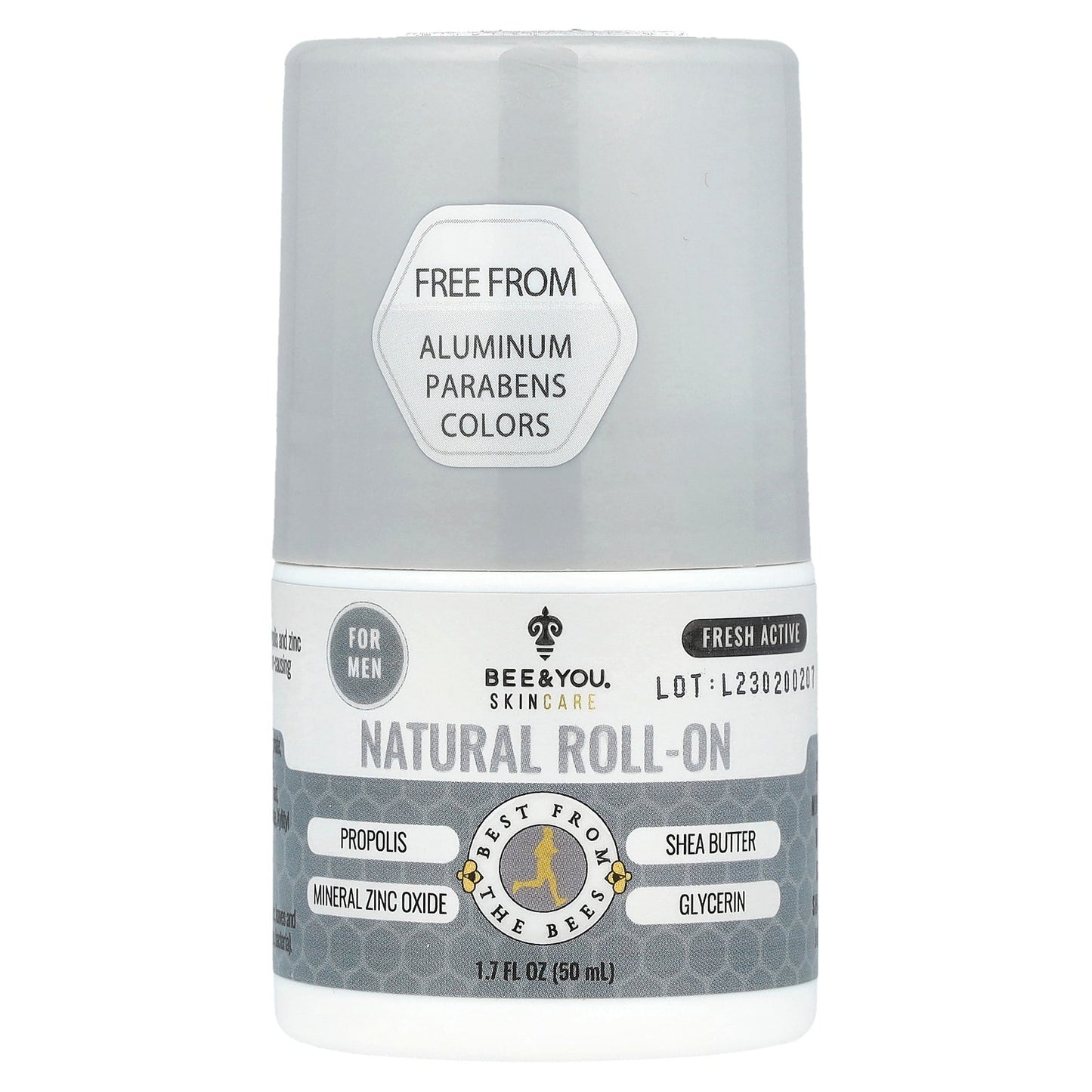 Bee & You, Natural Roll-On, For Men, Fresh Active, 1.7 fl oz (50 ml)