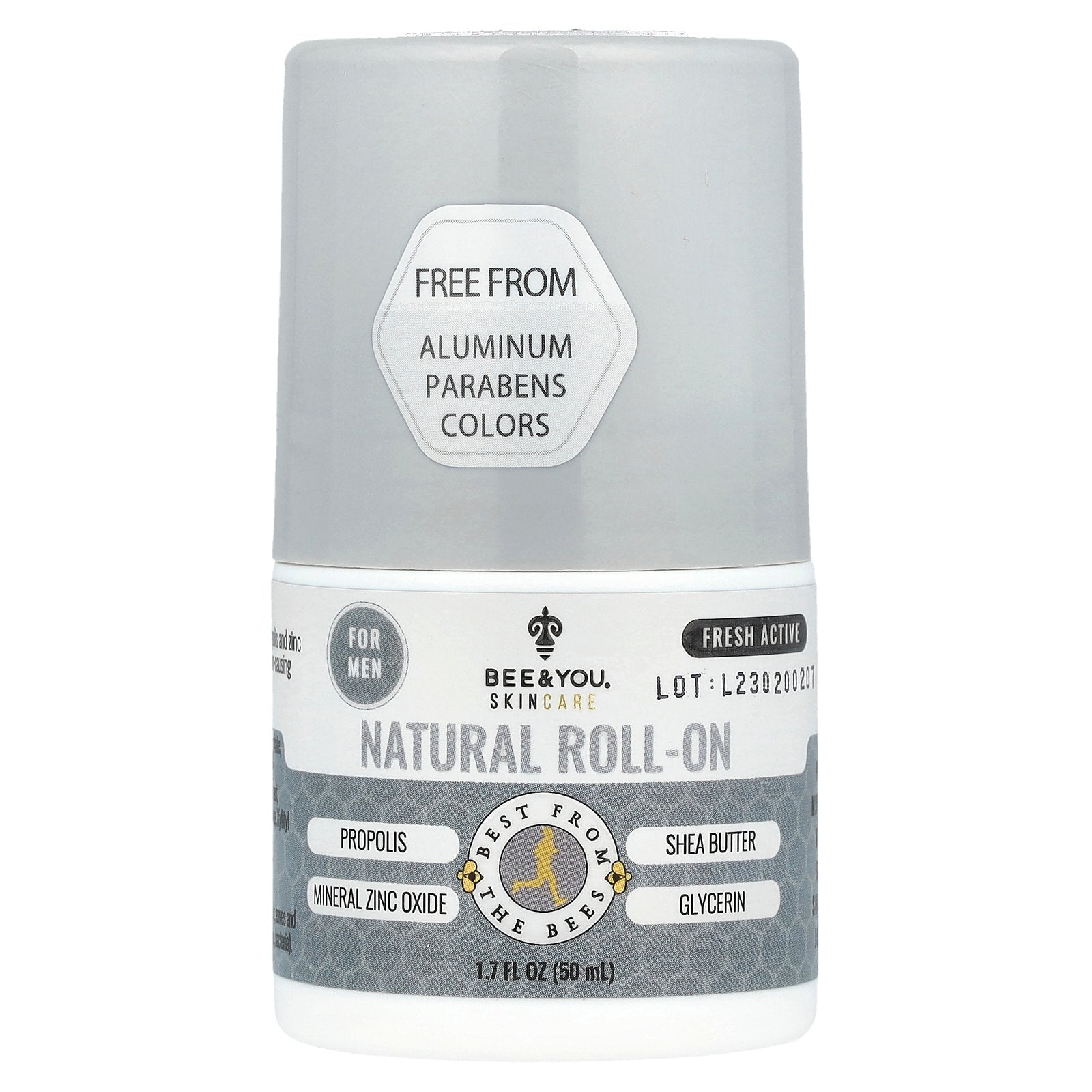 Bee & You, Natural Roll-On, For Men, Fresh Active, 1.7 fl oz (50 ml)