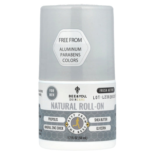 Bee & You, Natural Roll-On, For Men, Fresh Active, 1.7 fl oz (50 ml)