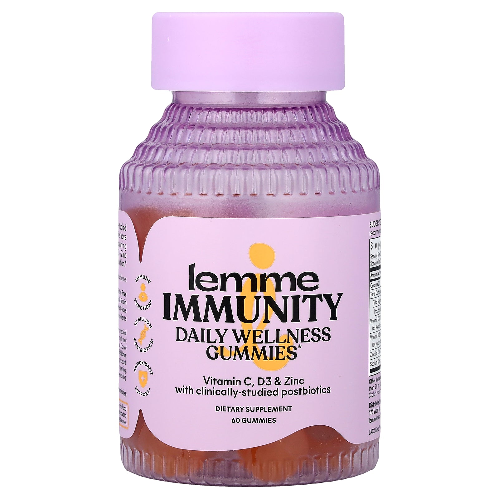 Lemme, Immunity Daily Wellness Gummies, Sweet Orange, 60 Gummies