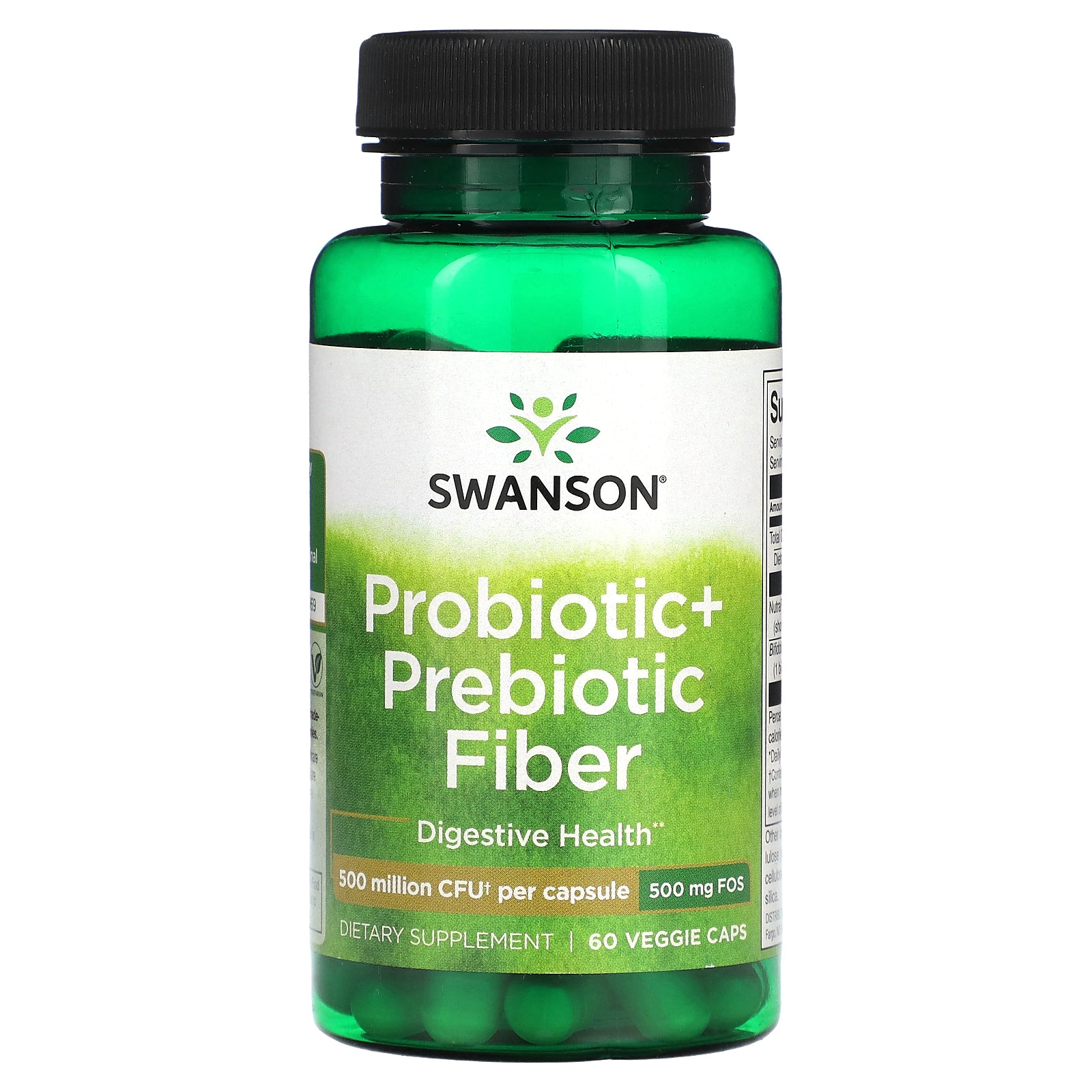 Swanson, Probiotic + Prebiotic Fiber, 500 Million CFU, 60 Veggie Caps