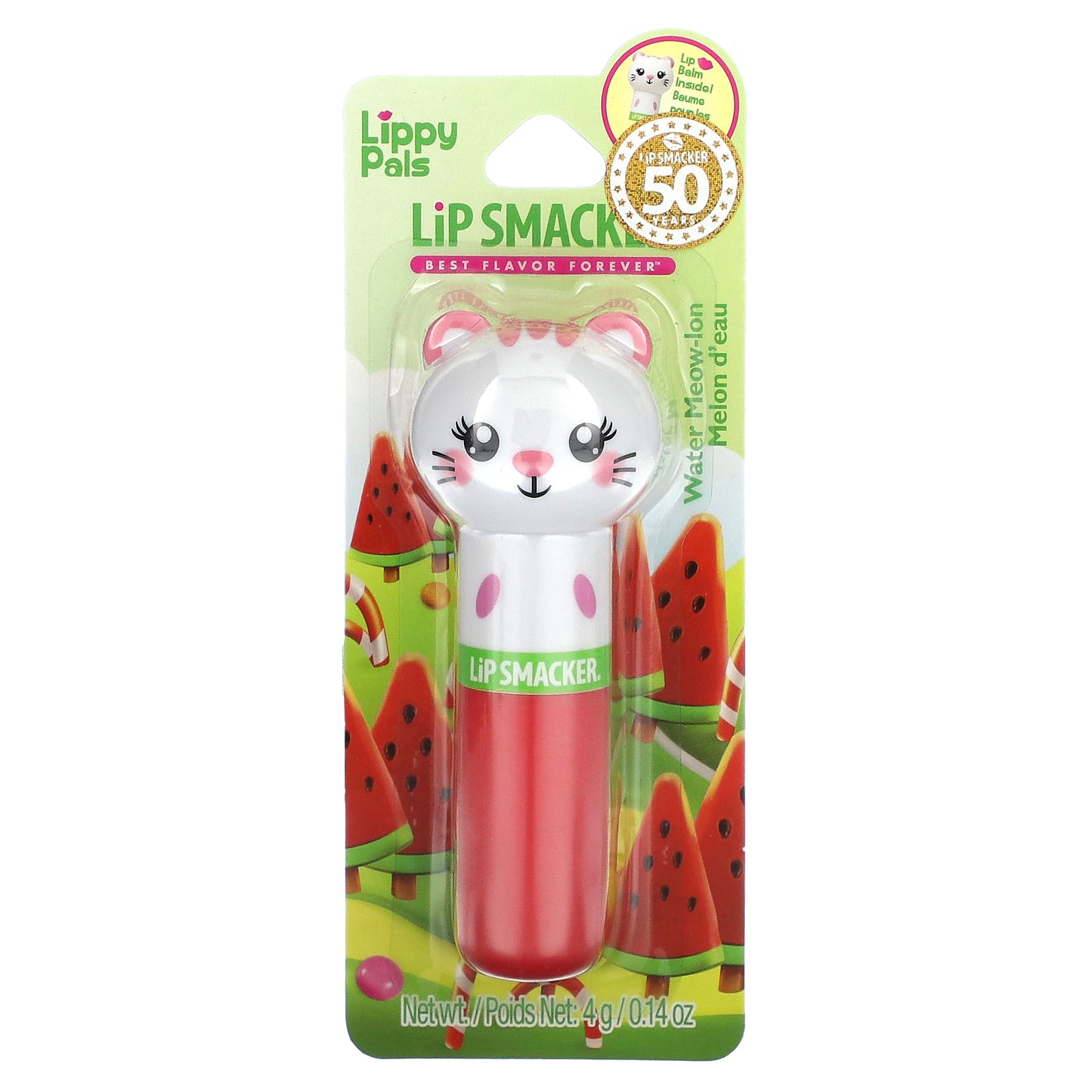 Lip Smacker, Lippy Pals Balm, Kitty, Water Meow-lon, 0.14 oz (4 g)