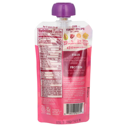 Happy Family Organics, Happy Tot®, Fiber & Protein, For 2+ Years, Organic Pears, Raspberries, Carrots & Butternut Squash, 4 oz (113 g)