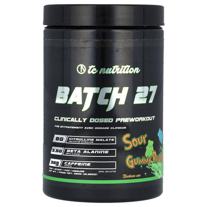 TC Nutrition, Batch 27, Clinically Dosed Preworkout, Sour Gummy Bears, 12.35 oz (350 g)