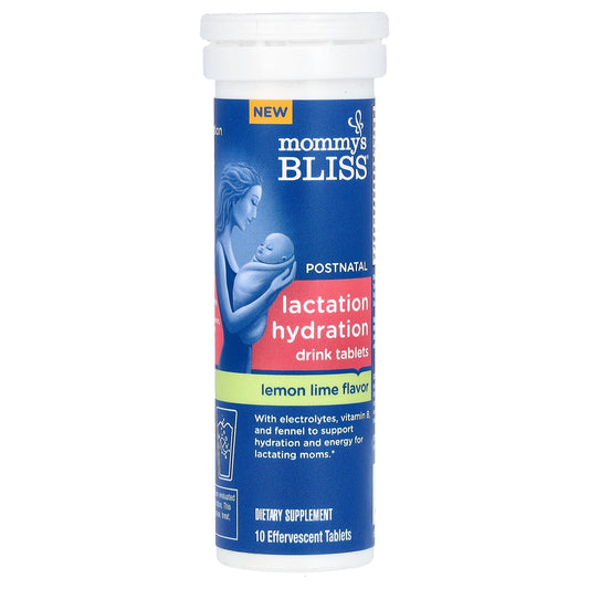 Mommy's Bliss, Postnatal, Lactation Hydration Drink Tablets, Lemon Lime, 10 Effervescent Tablets