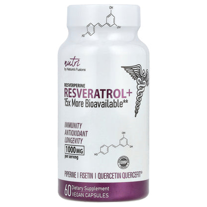 Nature's Fusions, Nutri, Resveratrol+ , 1,000 mg, 60 Vegan Capsules (500 mg per Capsule)