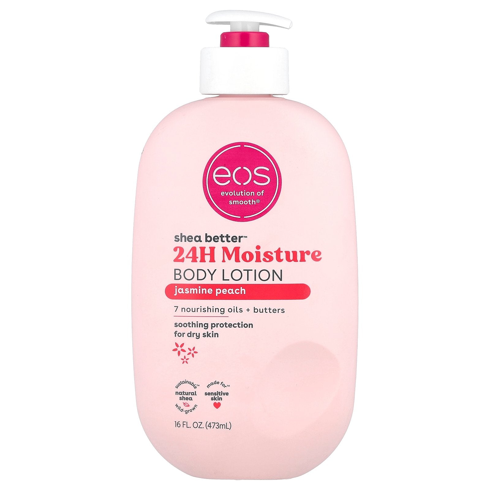 EOS, Shea Better™, 24H Moisture Body Lotion, Jasmine Peach, 16 fl oz (473 ml)