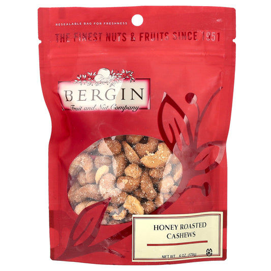 Bergin Fruit and Nut Company, Honey Roasted Cashews, 6 oz (170 g)