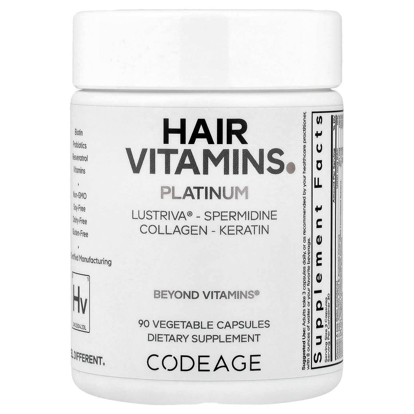 Codeage, Hair Vitamins, Platinum, 90 Vegetable Capsules
