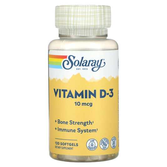 Solaray, Vitamin D-3, 10 mcg, 120 Softgels