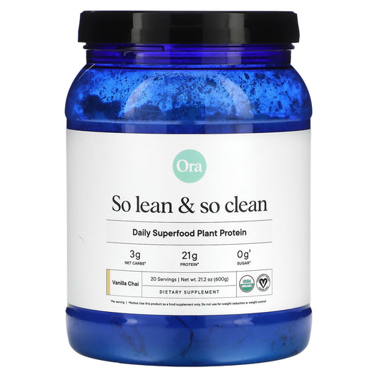 Ora, So Lean & So Clean, Daily Superfood Plant Protein, Vanilla Chai, 21.2 oz (600 g)