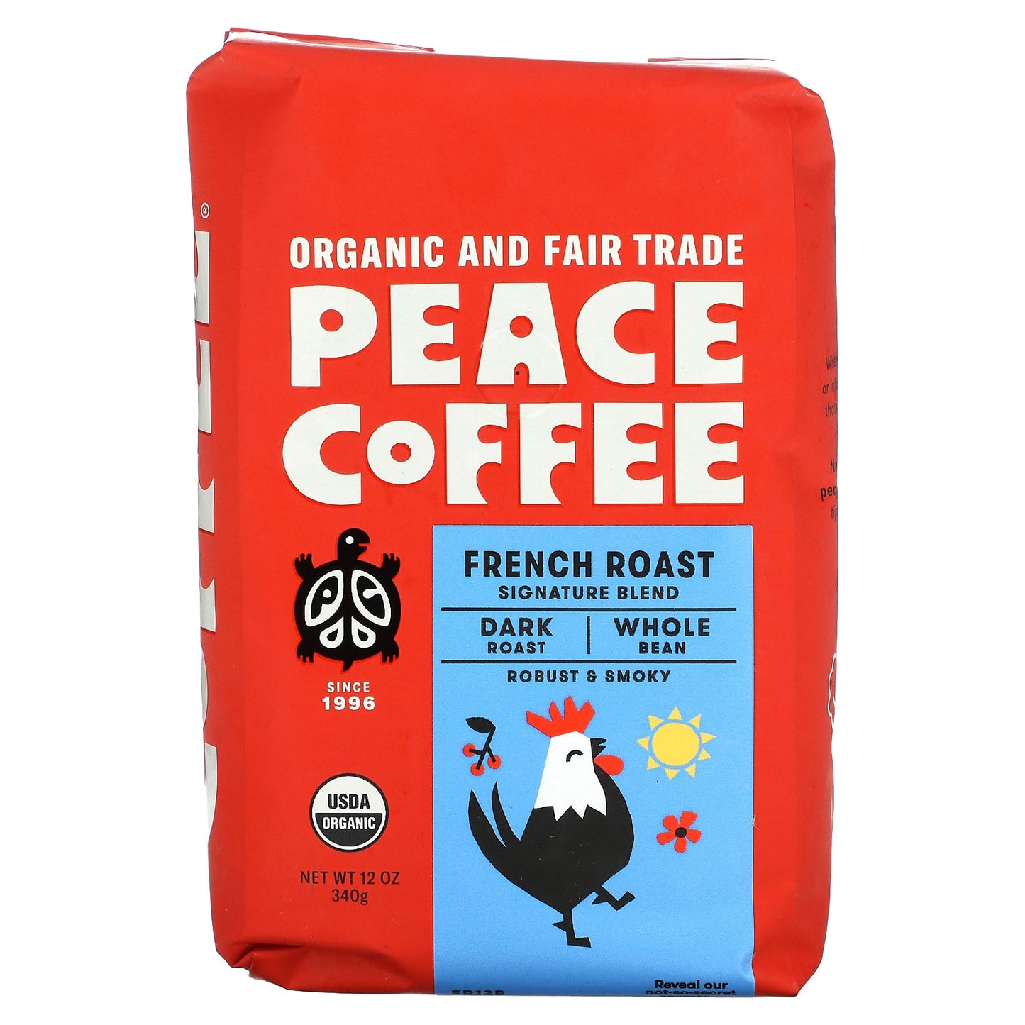 Peace Coffee, Organic French Roast, Whole Bean, Dark Roast, 12 oz (340 g)