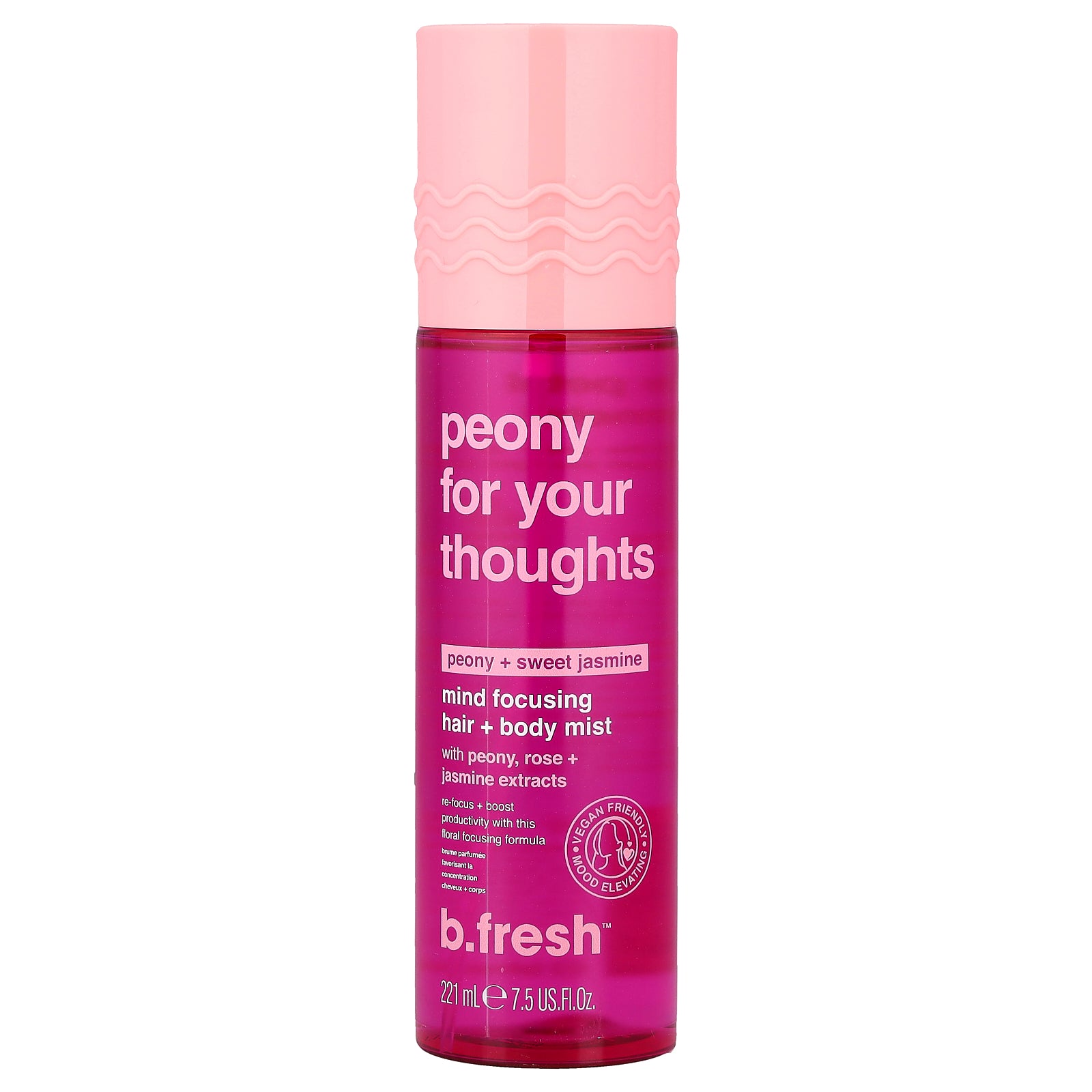 b.fresh, Peony For Your Thoughts, Mind Focusing Hair + Body Mist, Peony + Sweet Jasmine, 7.5 fl oz (221 ml)