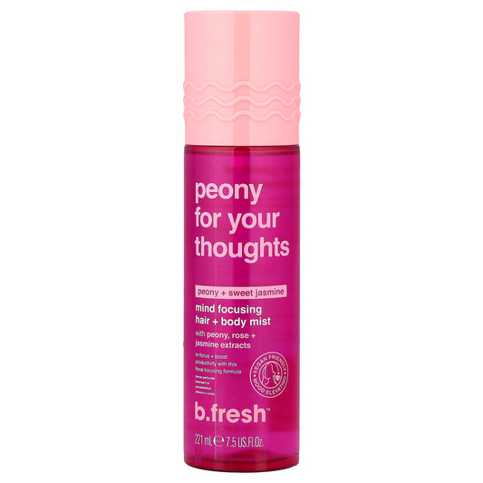 b.fresh, Peony For Your Thoughts, Mind Focusing Hair + Body Mist, Peony + Sweet Jasmine, 7.5 fl oz (221 ml)