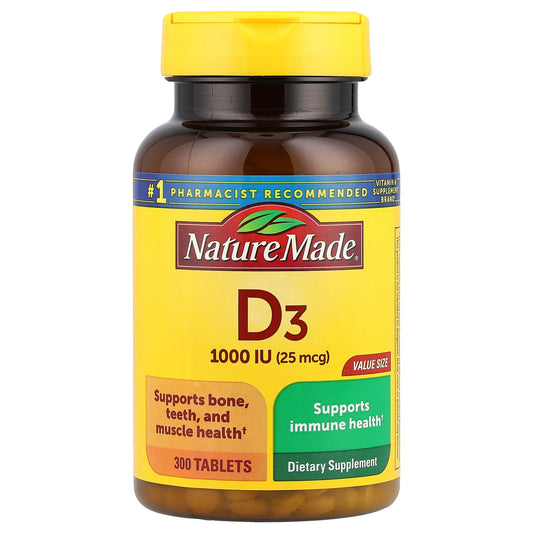 Nature Made, Vitamin D3, 25 mcg (1000 IU), 300 Tablets