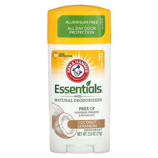 Arm & Hammer, Essentials with Natural Deodorizers, Deodorant, Coconut Geranium, 2.5 oz (71 g)