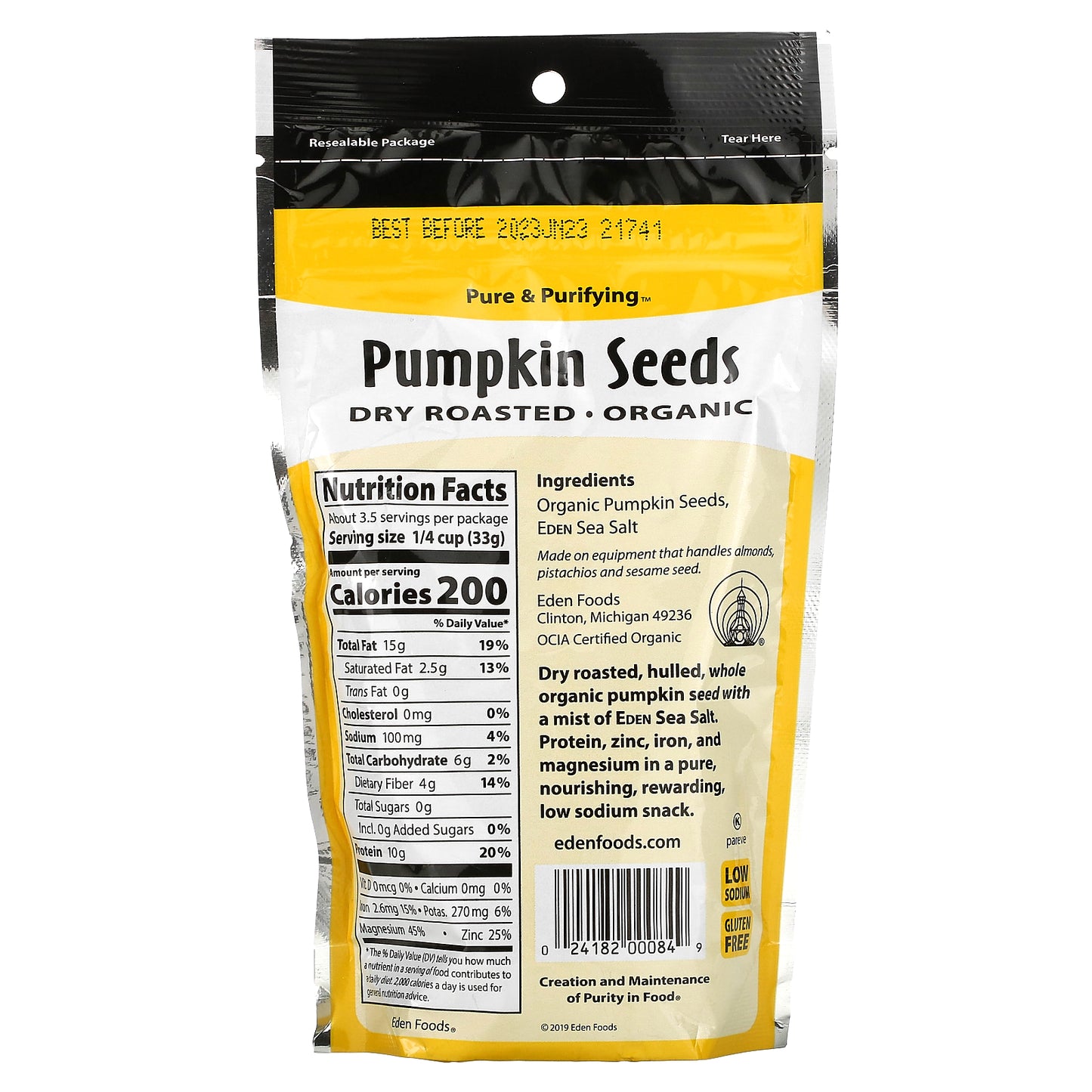 Eden Foods, Organic, Pumpkin Seeds, Dry Roasted, 4 oz (113 g)