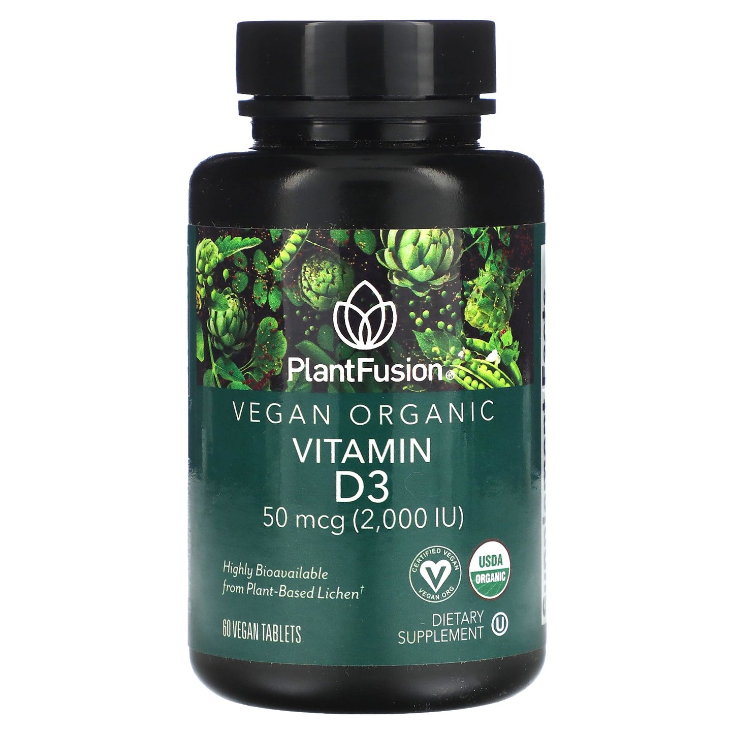 PlantFusion, Vitamin D3, 50 mcg (2,000 IU), 60 Vegan Tablets