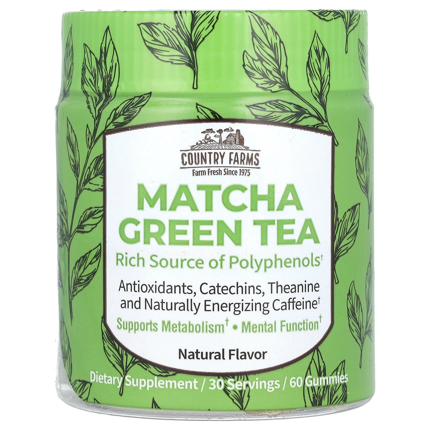 Country Farms, Matcha Green Tea, Natural, 60 Gummies (12.5 mg per Gummy)