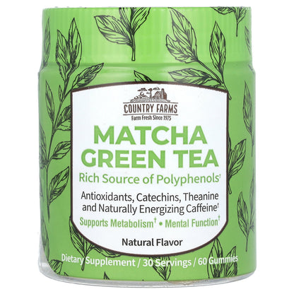 Country Farms, Matcha Green Tea, Natural, 60 Gummies (12.5 mg per Gummy)