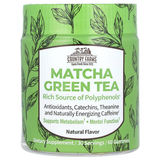 Country Farms, Matcha Green Tea, Natural, 60 Gummies (12.5 mg per Gummy)