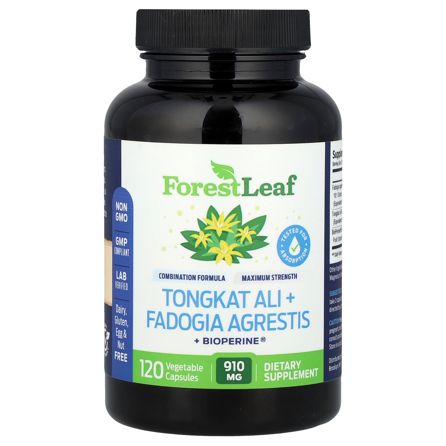 Forest Leaf, Tongkat Ali + Fadogia Agrestis + BioPerine®, 120 Vegetable Capsules
