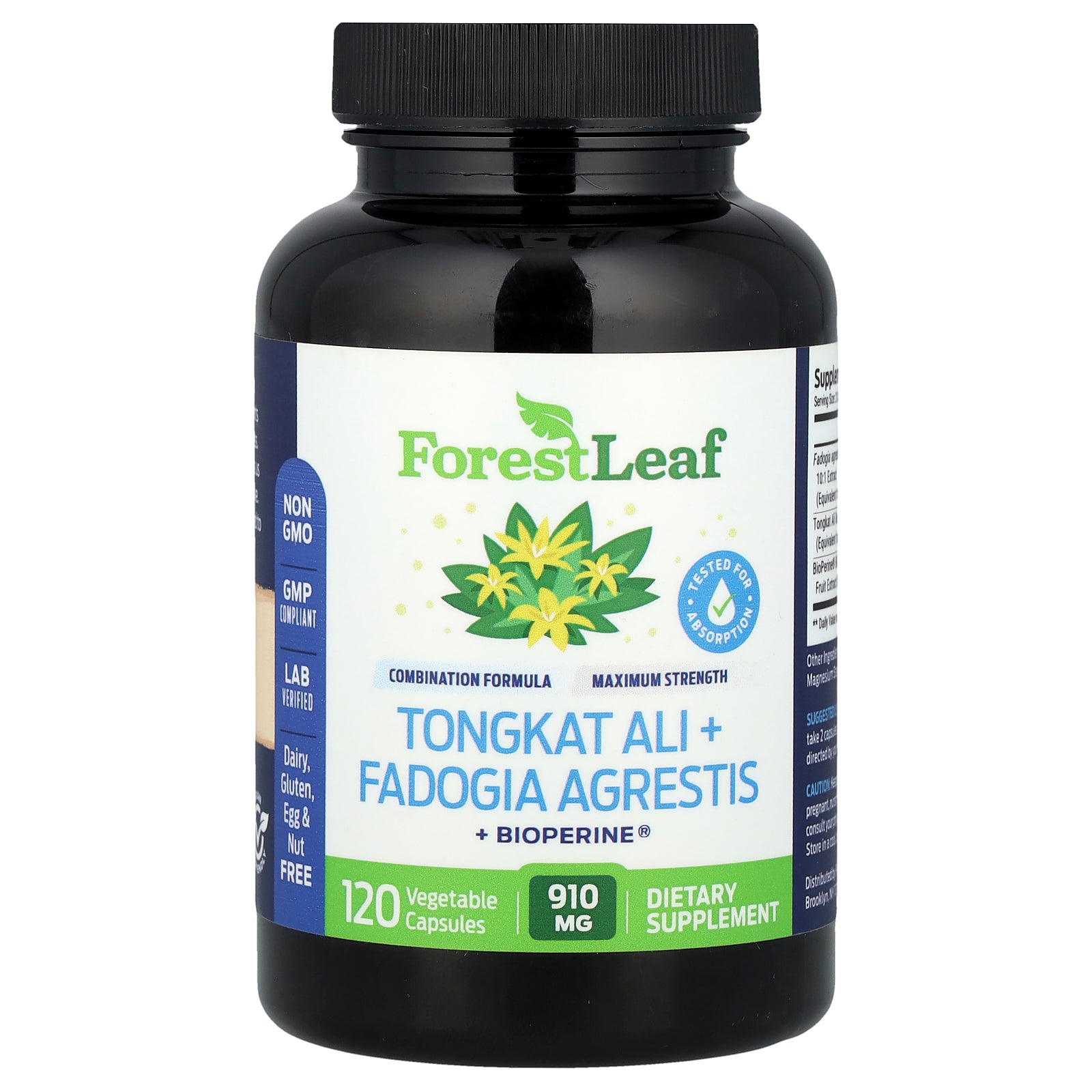 Forest Leaf, Tongkat Ali + Fadogia Agrestis + BioPerine®, 120 Vegetable Capsules