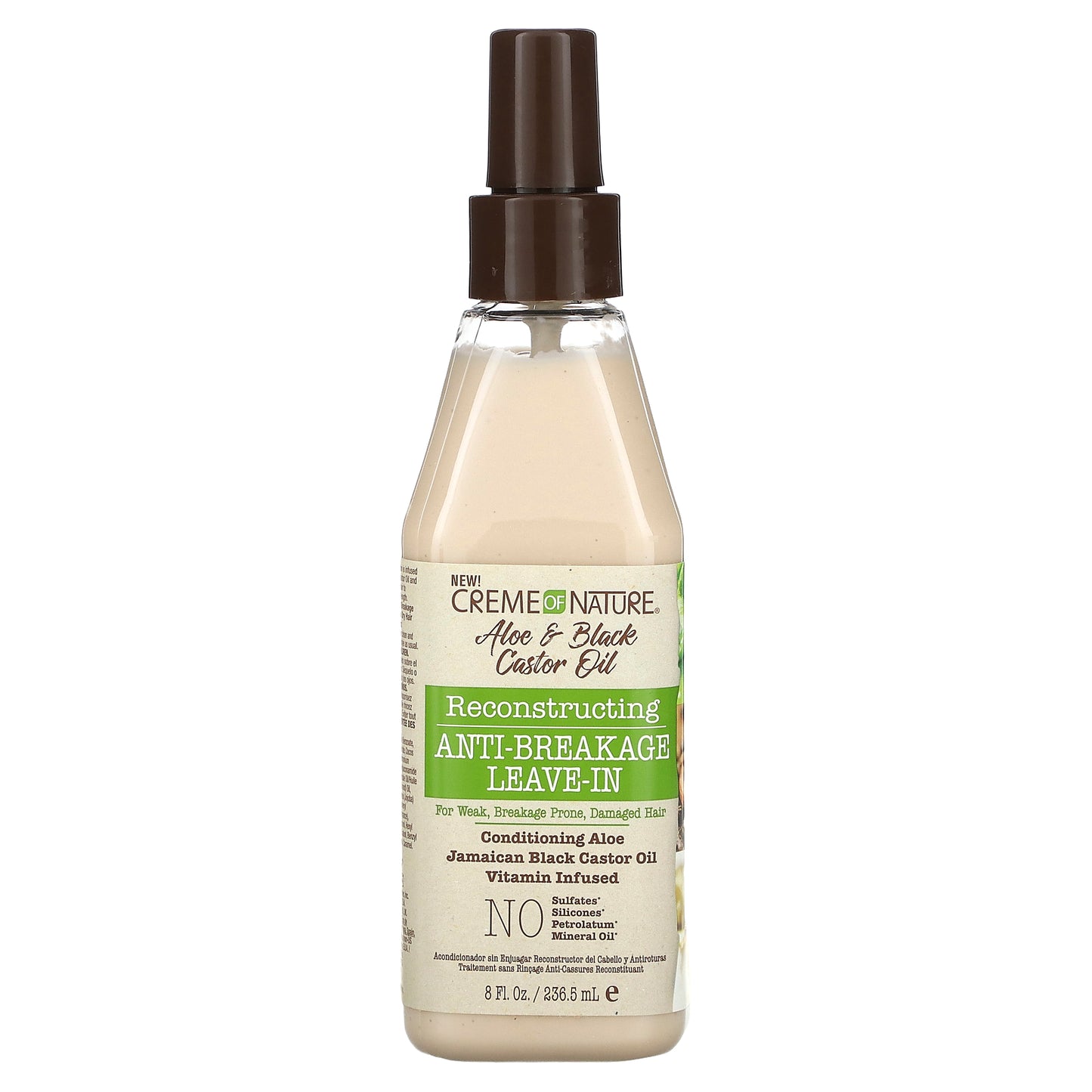 Creme Of Nature, Aloe & Black Castor Oil, Reconstructing Anti-Breaking Leave-In, 8 fl oz (236.5 ml)