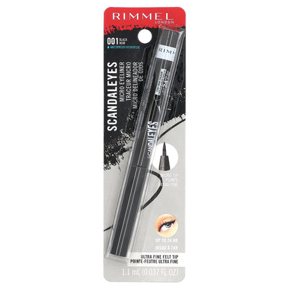 Rimmel London, Scandal'Eyes, Micro Eyeliner, 001 Black, 0.037 fl oz (1.1 ml)