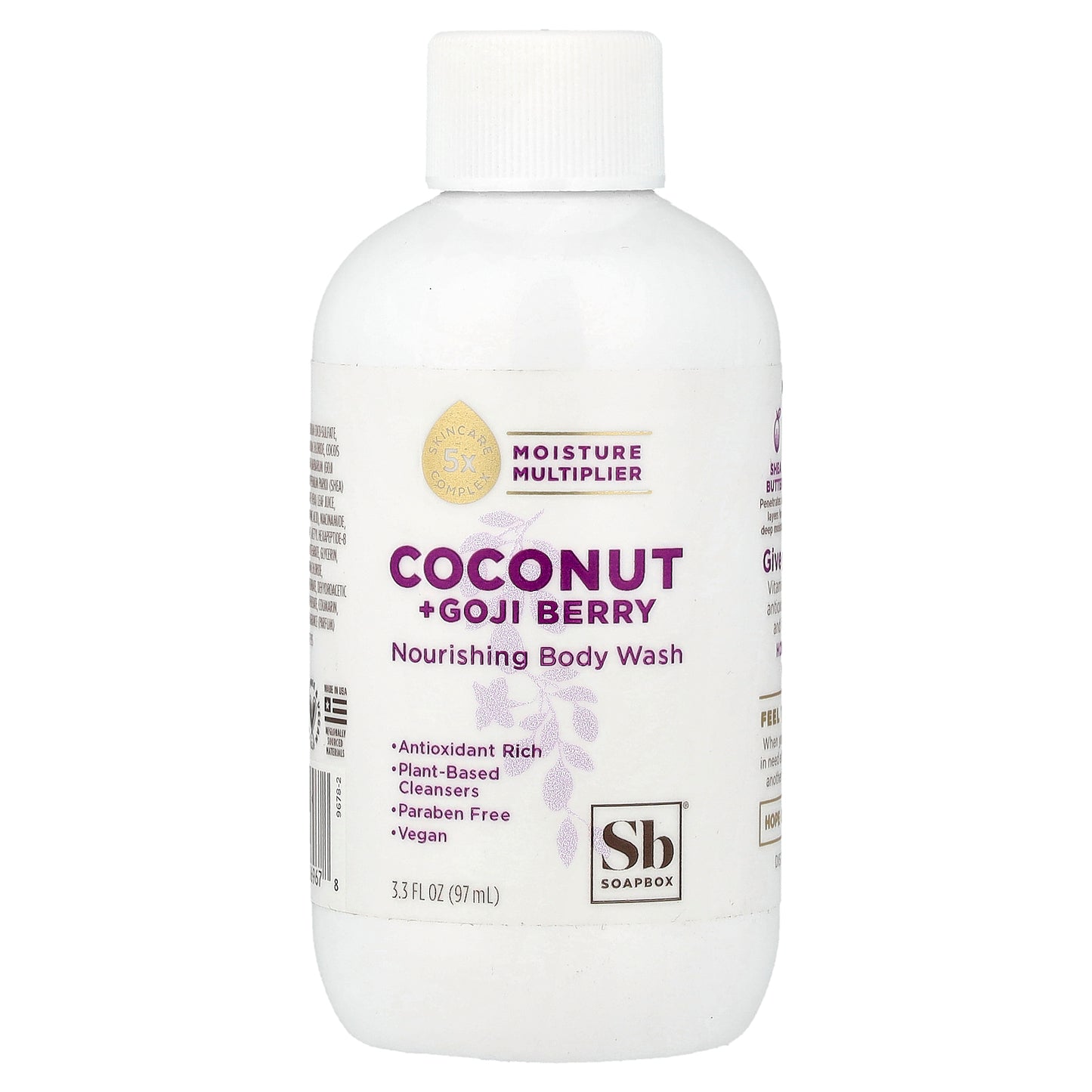 Soapbox, Nourishing Body Wash, Coconut + Goji Berry, 3.3 fl oz (97 ml)