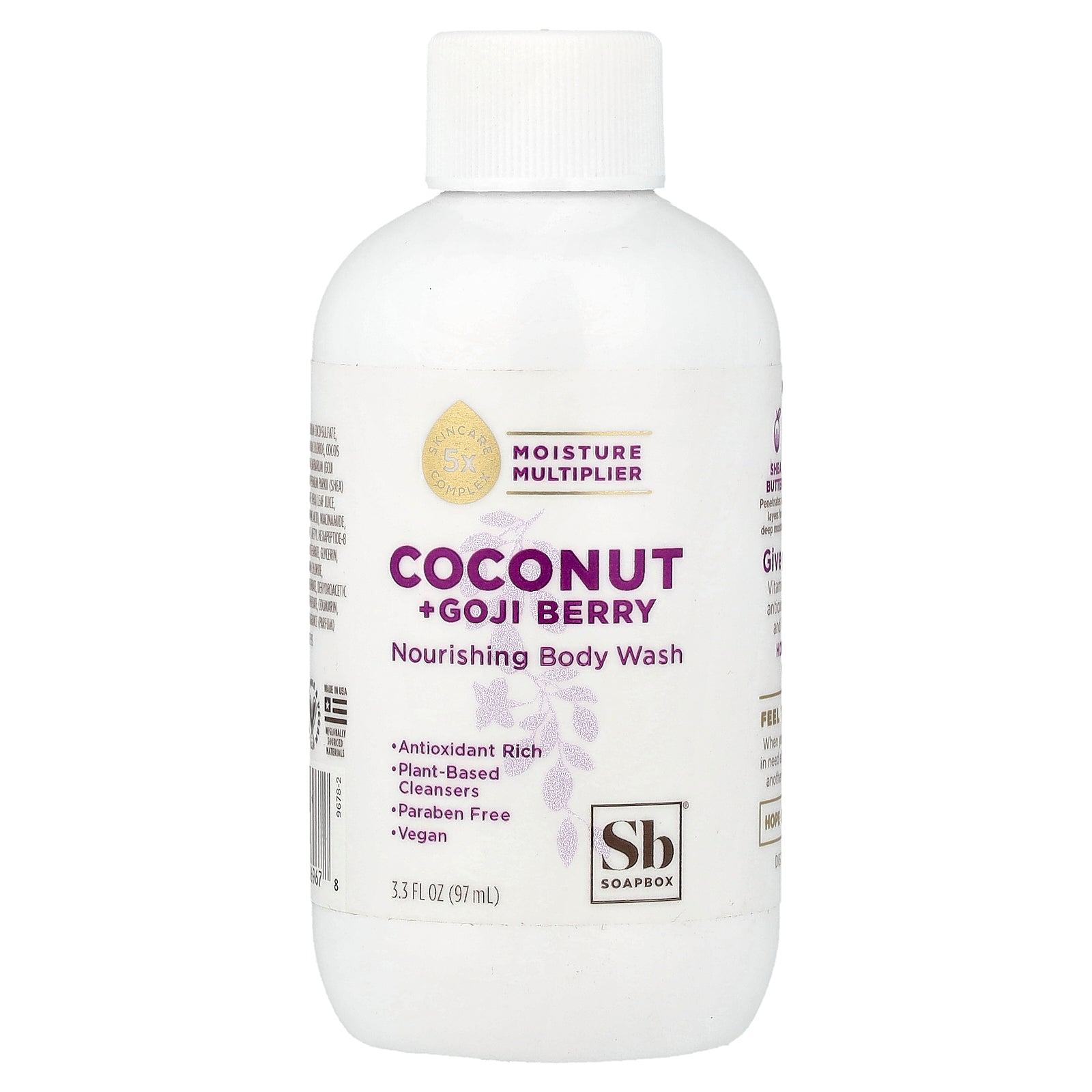 Soapbox, Nourishing Body Wash, Coconut + Goji Berry, 3.3 fl oz (97 ml)
