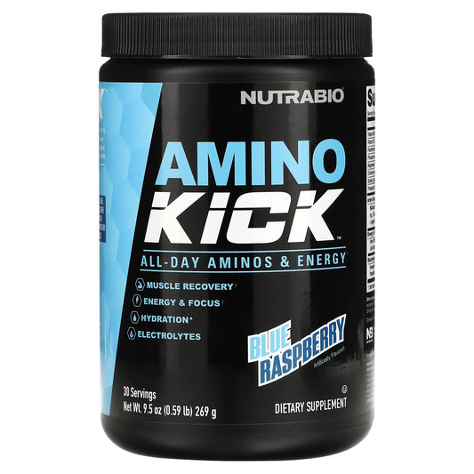 NutraBio, Amino Kick, Blue Raspberry, 0.59 lb (269 g)