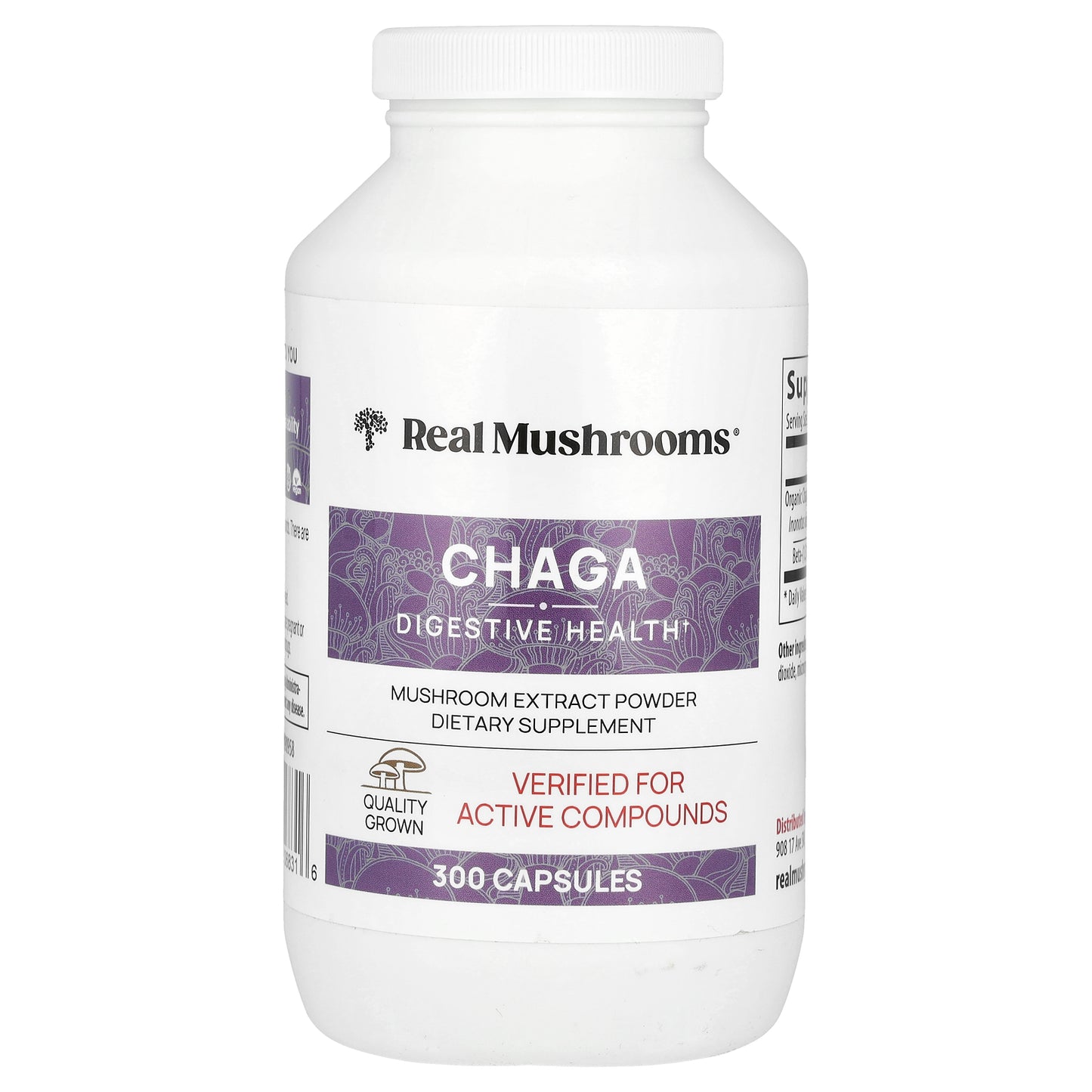 Real Mushrooms, Chaga, Mushroom Extract Powder, 300 Capsules