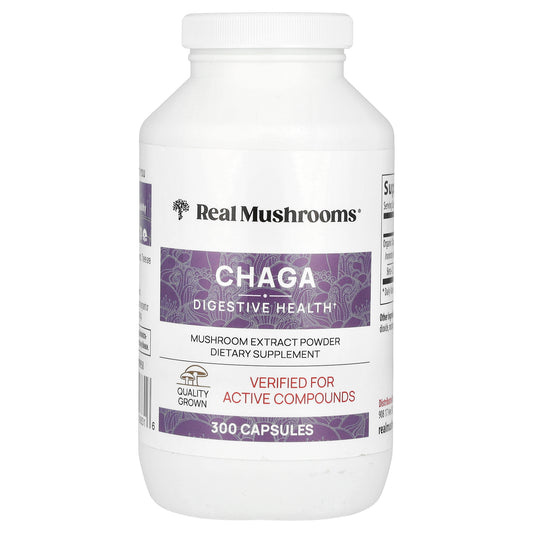 Real Mushrooms, Chaga, Mushroom Extract Powder, 300 Capsules