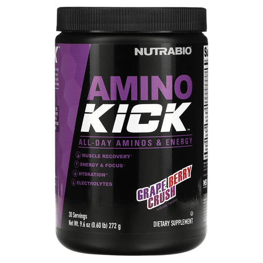 NutraBio, Amino Kick, Grape Berry Crush, 0.6 lb (272 g)