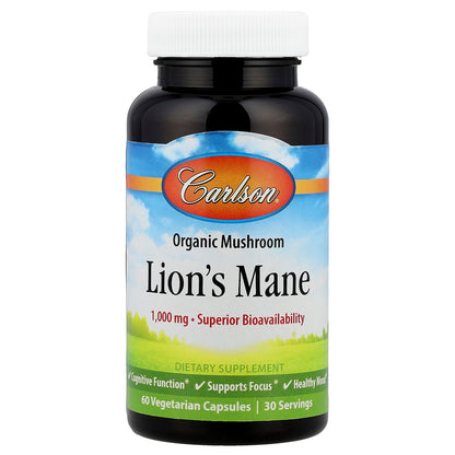 Carlson, Lion's Mane, 60 Vegetarian Capsules