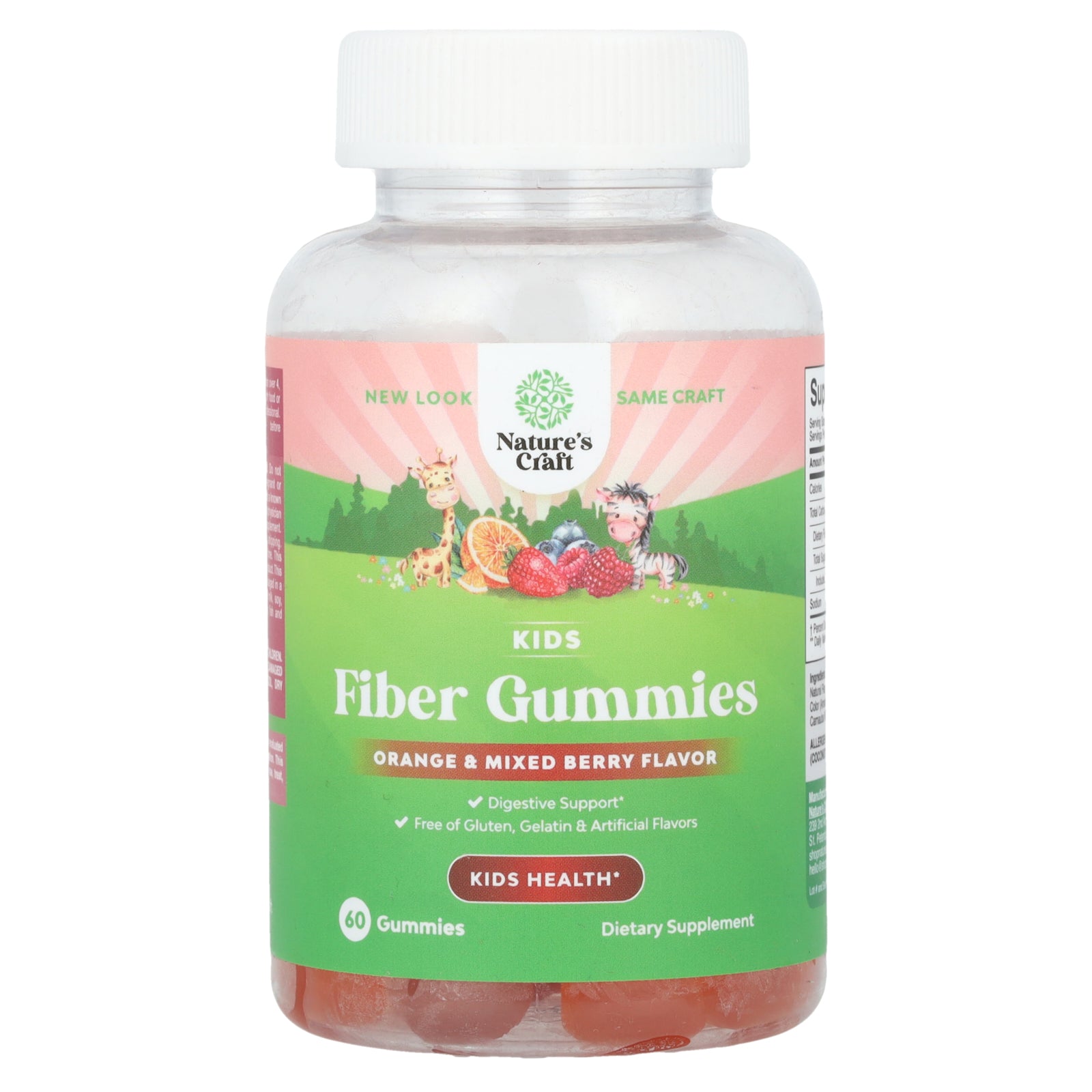 Nature's Craft, Kids, Fiber Gummies, Orange & Mixed Berry , 60 Gummies