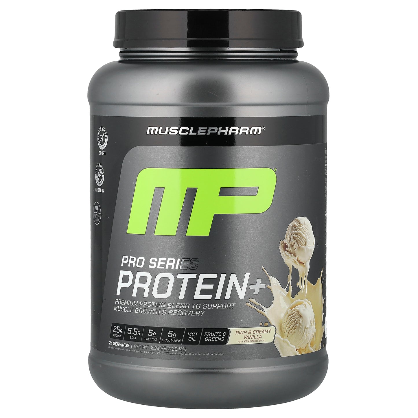 MusclePharm, Pro Series Protein+, Rich & Creamy Vanilla, 2.3 lbs (1.06 kg)