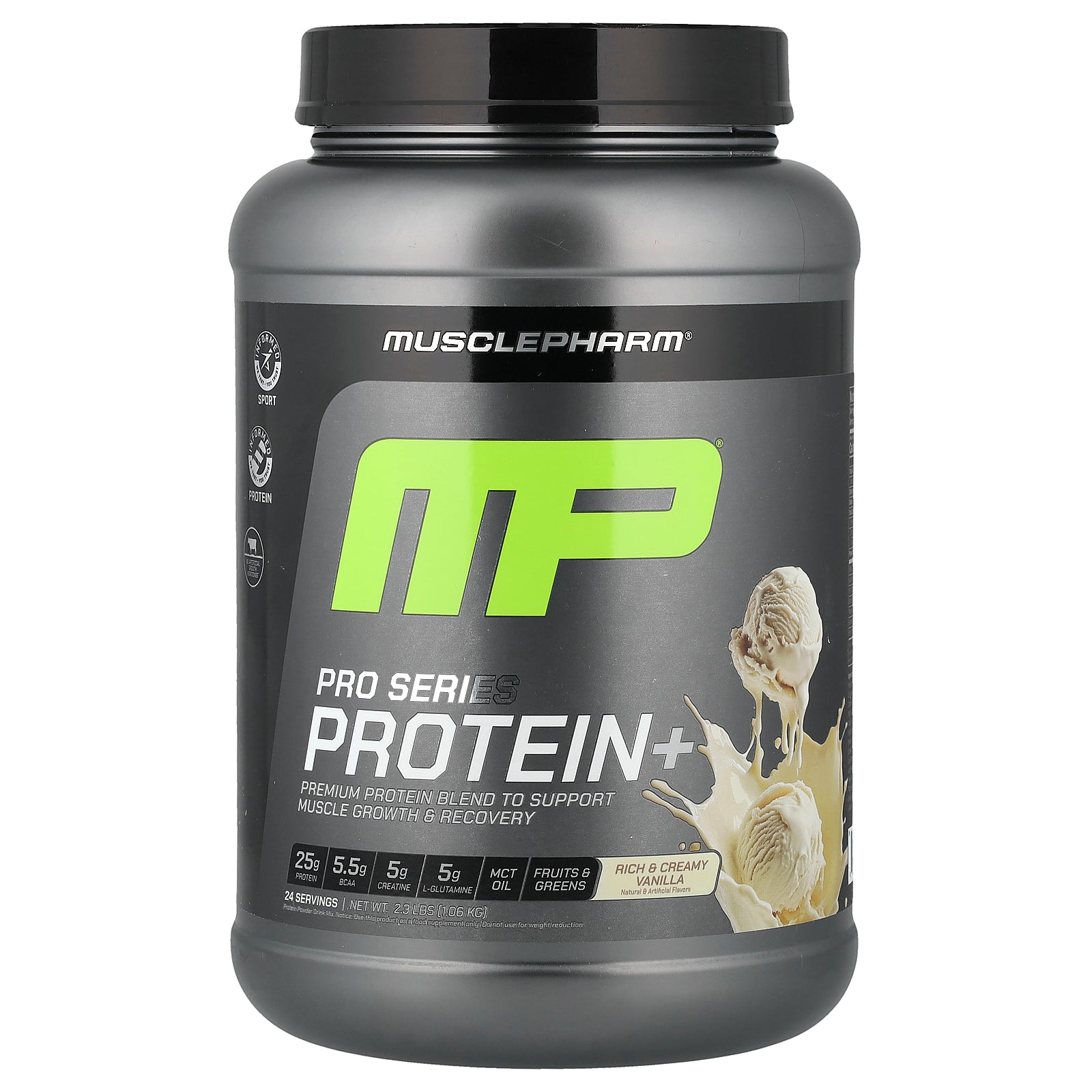MusclePharm, Pro Series Protein+, Rich & Creamy Vanilla, 2.3 lbs (1.06 kg)