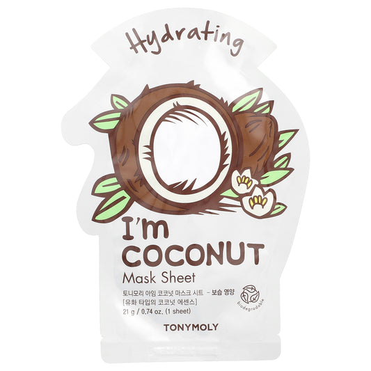 TonyMoly, I'm Coconut, Hydrating Beauty Mask Sheet, 1 Sheet, 0.74 oz (21 g)