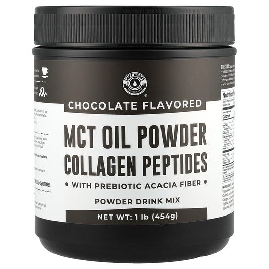 Left Coast Performance, MCT Oil Powder Collagen Peptides with Prebiotic Acacia Fiber, Chocolate, 1 lb (454 g)