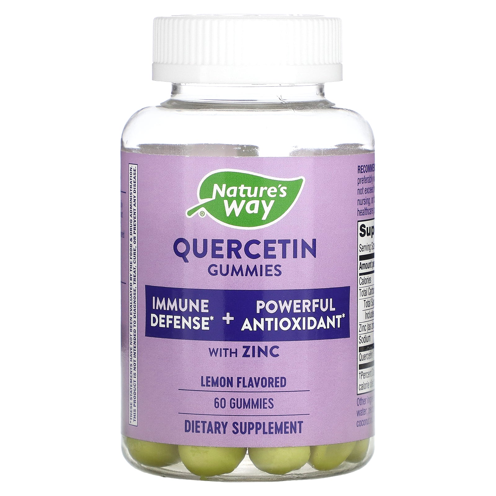 Nature's Way, Quercetin Gummies With Zinc, Lemon, 60 Gummies