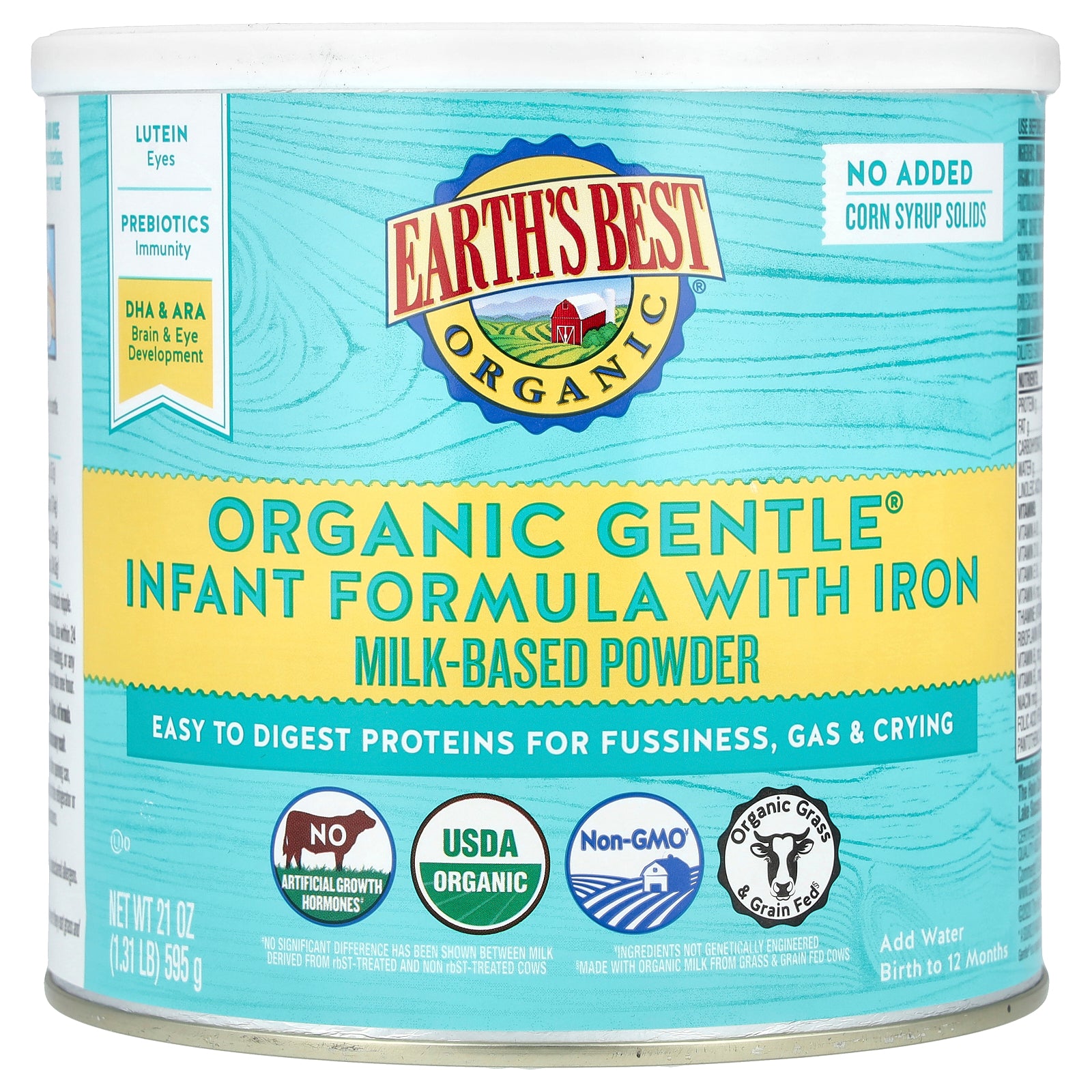 Earth's Best, Organic Gentle Infant Formula with Iron, Birth to 12 Months, 21 oz (595 g)