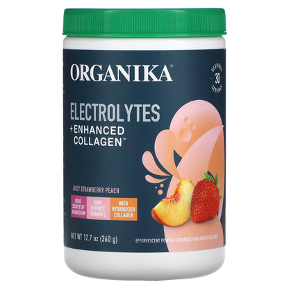 Organika, Electrolytes + Enhanced Collagen, Juicy Strawberry Peach, 12.7 oz (360 g)