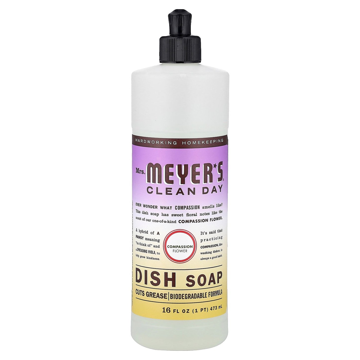 Mrs. Meyers Clean Day, Dish Soap, Compassion Flower, 16 fl oz (473 ml)